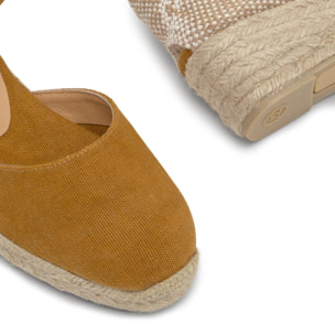 Alpargata de cuña Carol en algodón orgánico lavado con cierre de pulsera