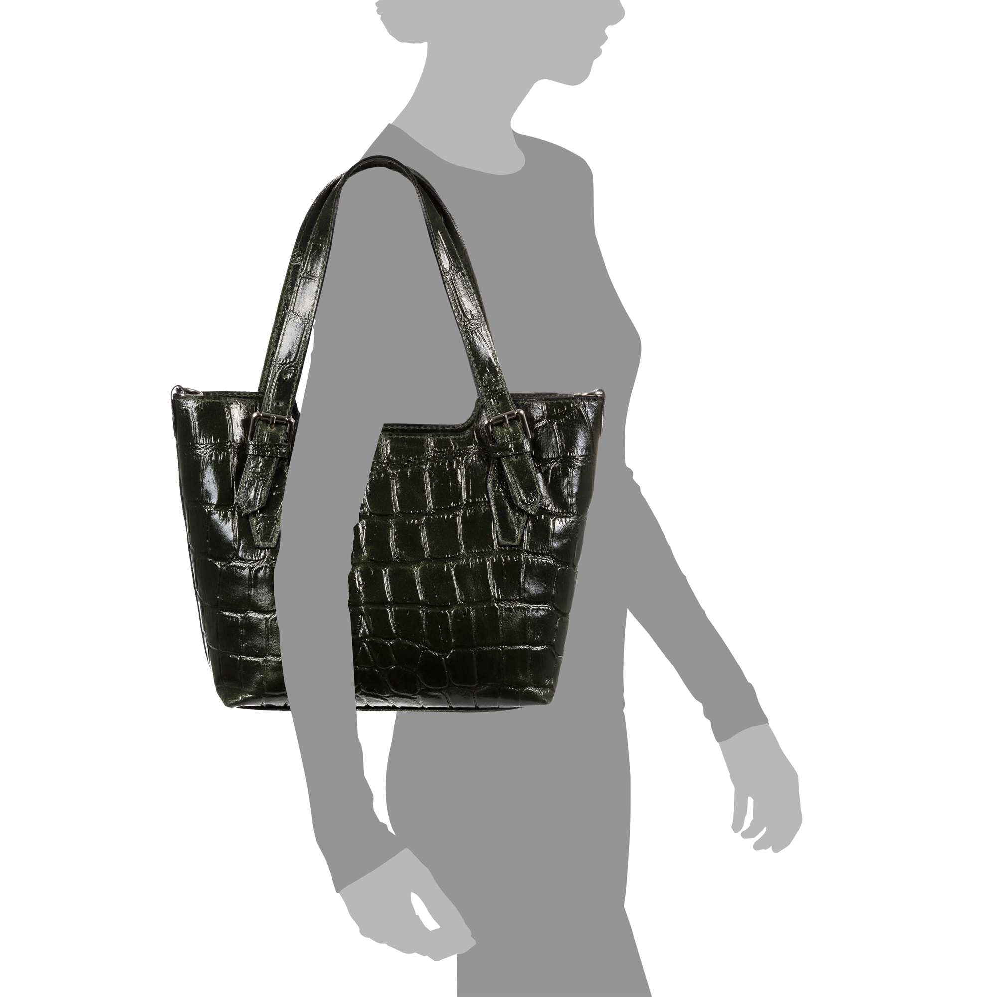 Arezzo Borsa tote Donna.Pelle autentica Camoscio Inciso Coccodrillo Grande Camoscio