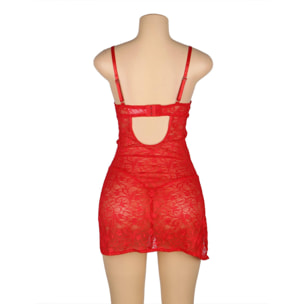 Babydoll de encaje rojo con tirantes