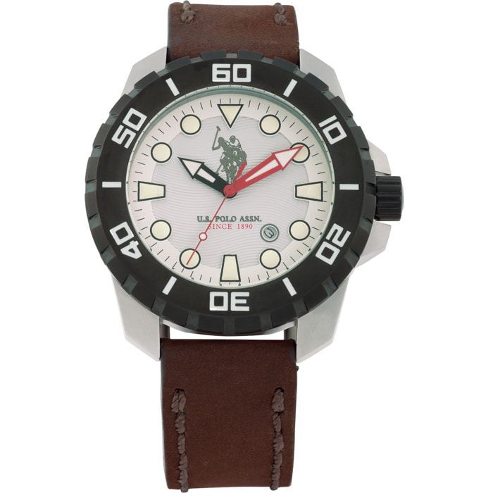 Orologio U.S. Polo Assn. In pelle marrone