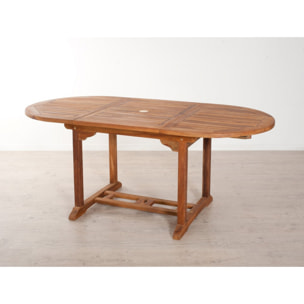 HANNA - Table de jardin 4/6 personnes - ovale extensible 120/180 x 90 cm en bois Teck huilé