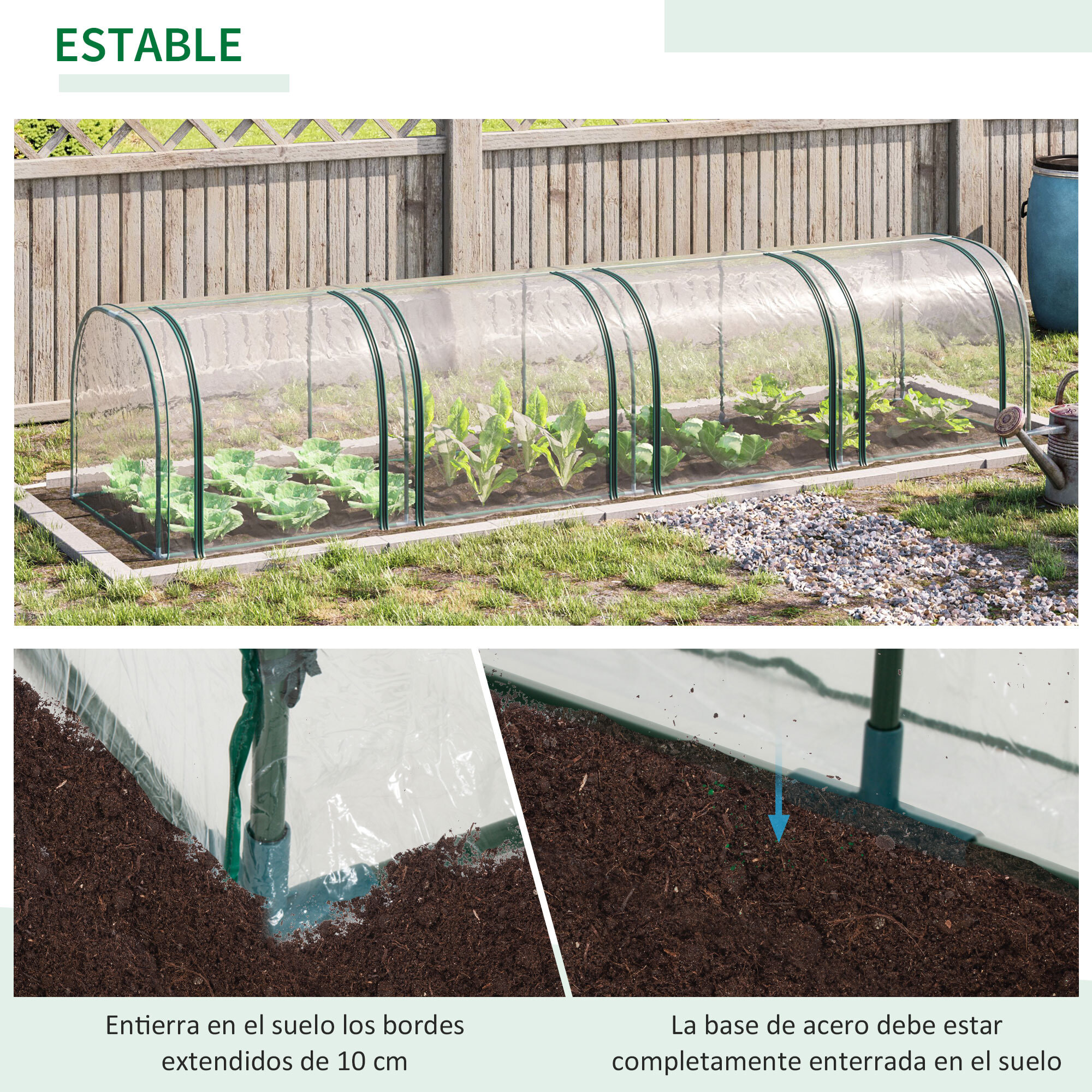 Invernadero Caseta 395x100x80 cm para Jardín Terraza Cultivo de Plantas Semilla Invernadero de Jardín Vivero Casero tipo Túnel Marco Acero y PVC