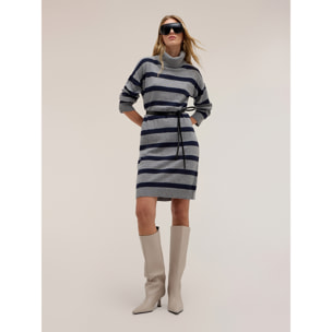 Motivi - Vestito over in maglia a righe - Blu