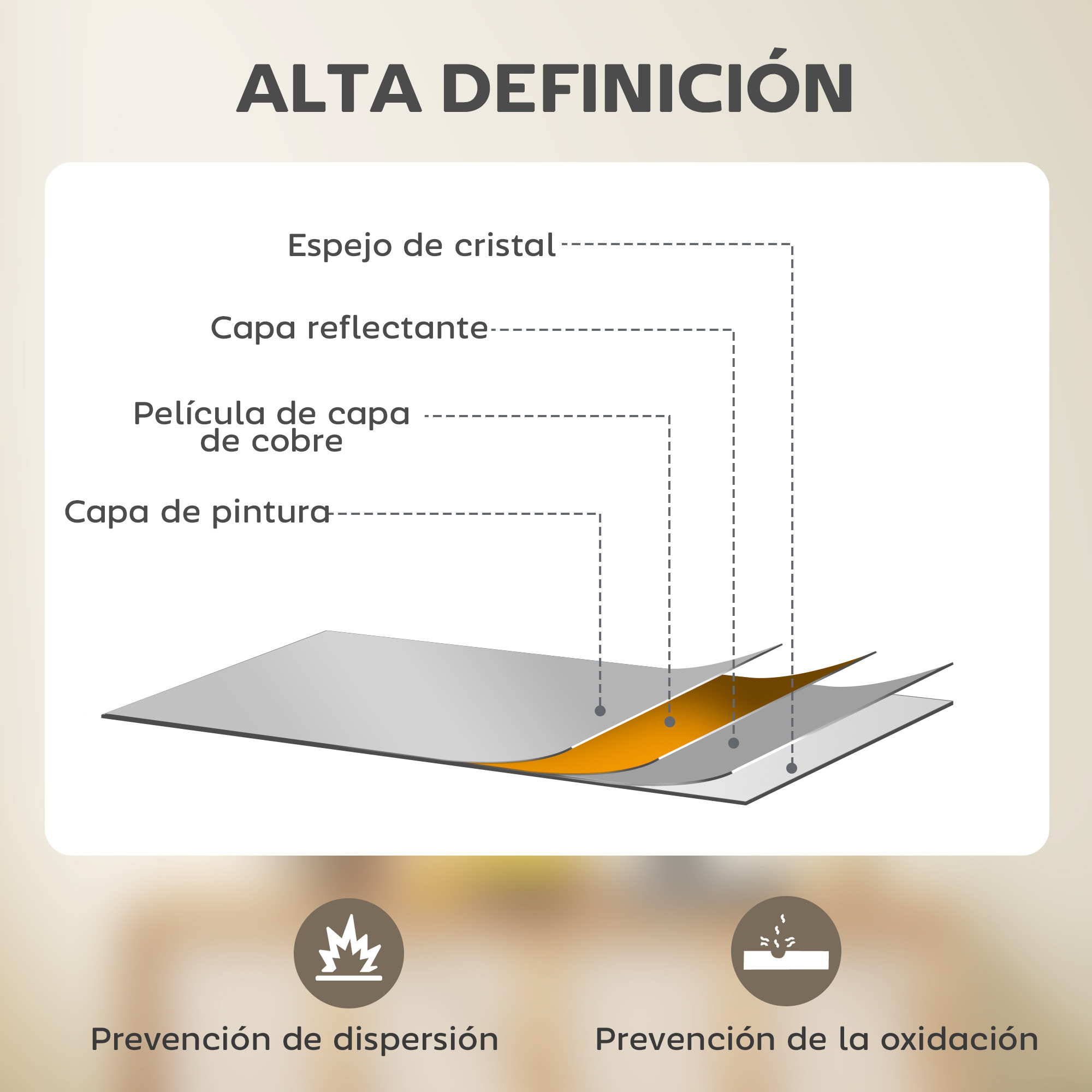 Espejo de Pared, 70x90 cm, Espejo de Baño Rectangular, Decorativo para Salón, Entrada, Pasillo, Horizontal o Vertical, Negro