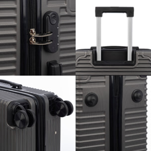 Juego de 3 maletas Trolley, en material ligero ABS de alta resistencia con esquinas reforzadas. Cerradura numérica y 4 ruedas dobles extraíbles y giratorias 360°.