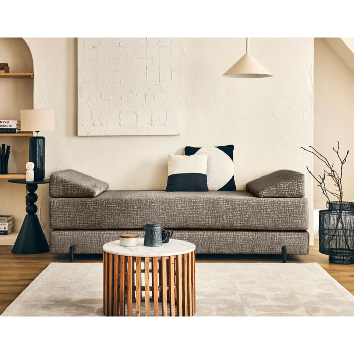 Brescia - banquette 3 places convertible en tissu velours relief - Taupe