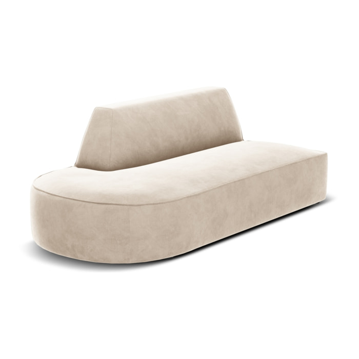 Canapé modulable gauche "Charles" 2 places en velours beige clair