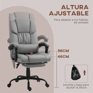 Silla de Oficina con Masaje de 6 Puntos Silla de Escritorio Giratoria con Respaldo Alto Reclinable Altura Ajustable Reposapiés y Mando a Distancia