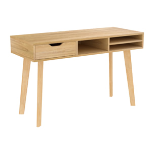 Bureau 1 tiroir et 3 niches en bois clair - Moka