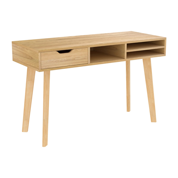 Bureau 1 tiroir et 3 niches en bois clair - Moka