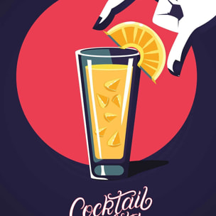 Affiche cuisine Cocktail party Affiche + cadre en bois - Noir