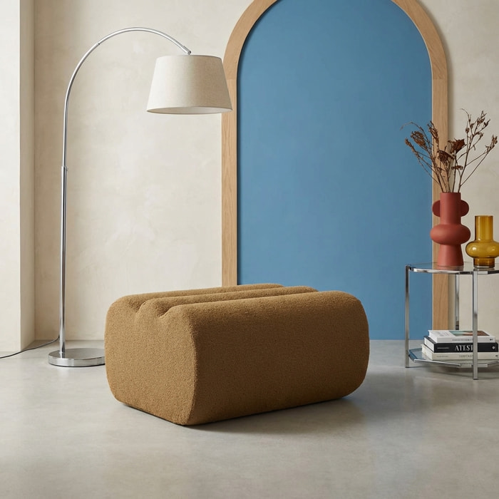 Pouf, repose-pieds pour chauffeuse Nova bouclette texturée  NOVA