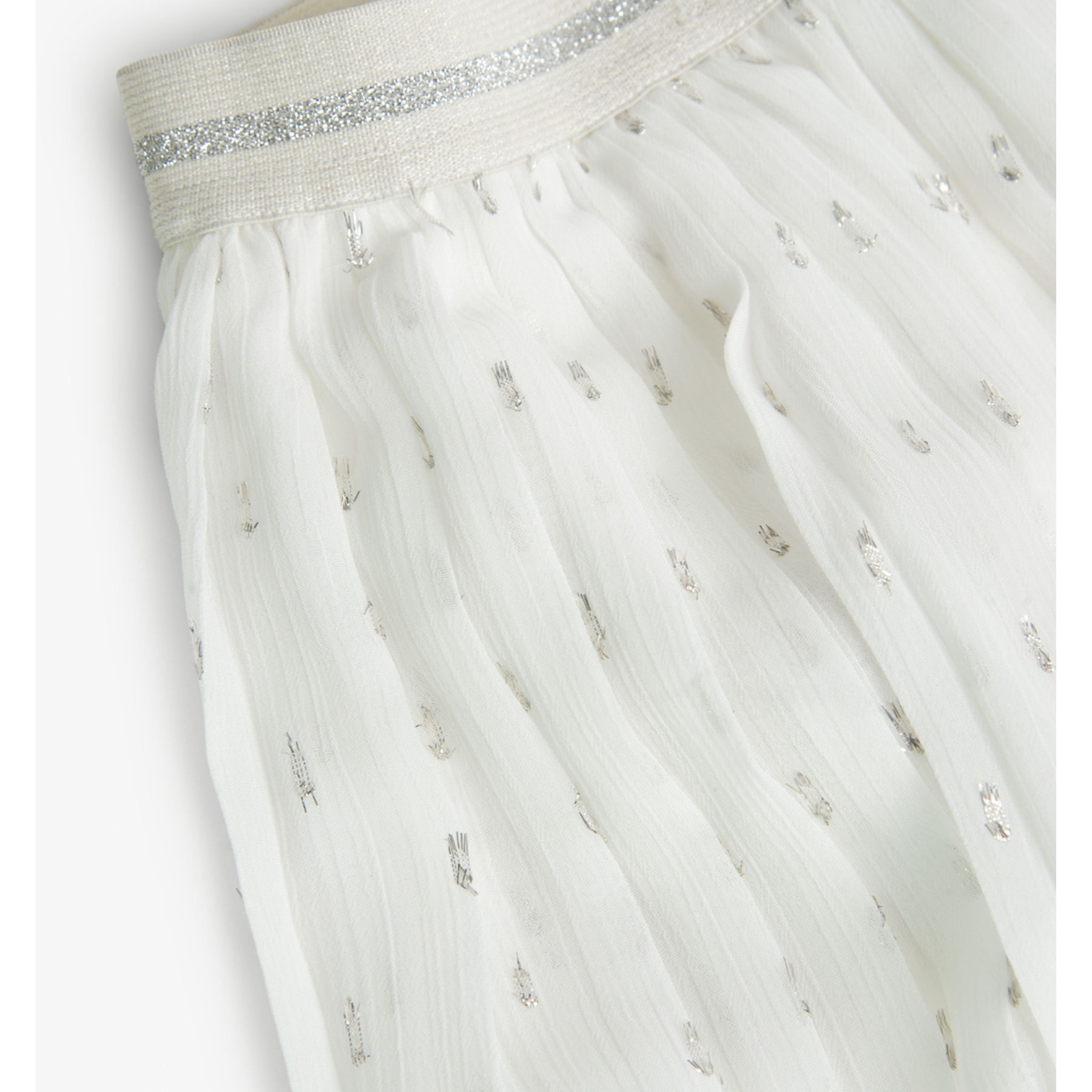 Falda plisada para niña en gasa lisa de color blanco