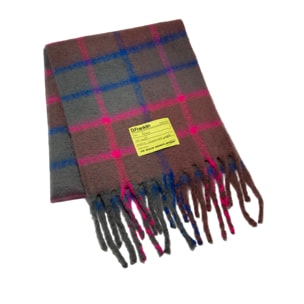 Bufanda Con Estampado de Cuadros Nordic Bomb Plaid Scarf Gris / Rosa D.Franklin