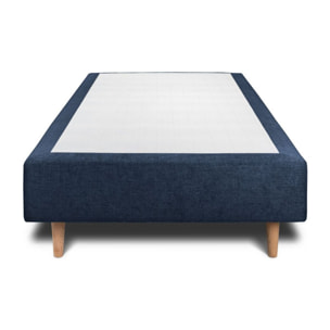 Lit avec tête de lit bandes horizontales tissu et sommier tapissier Ep20