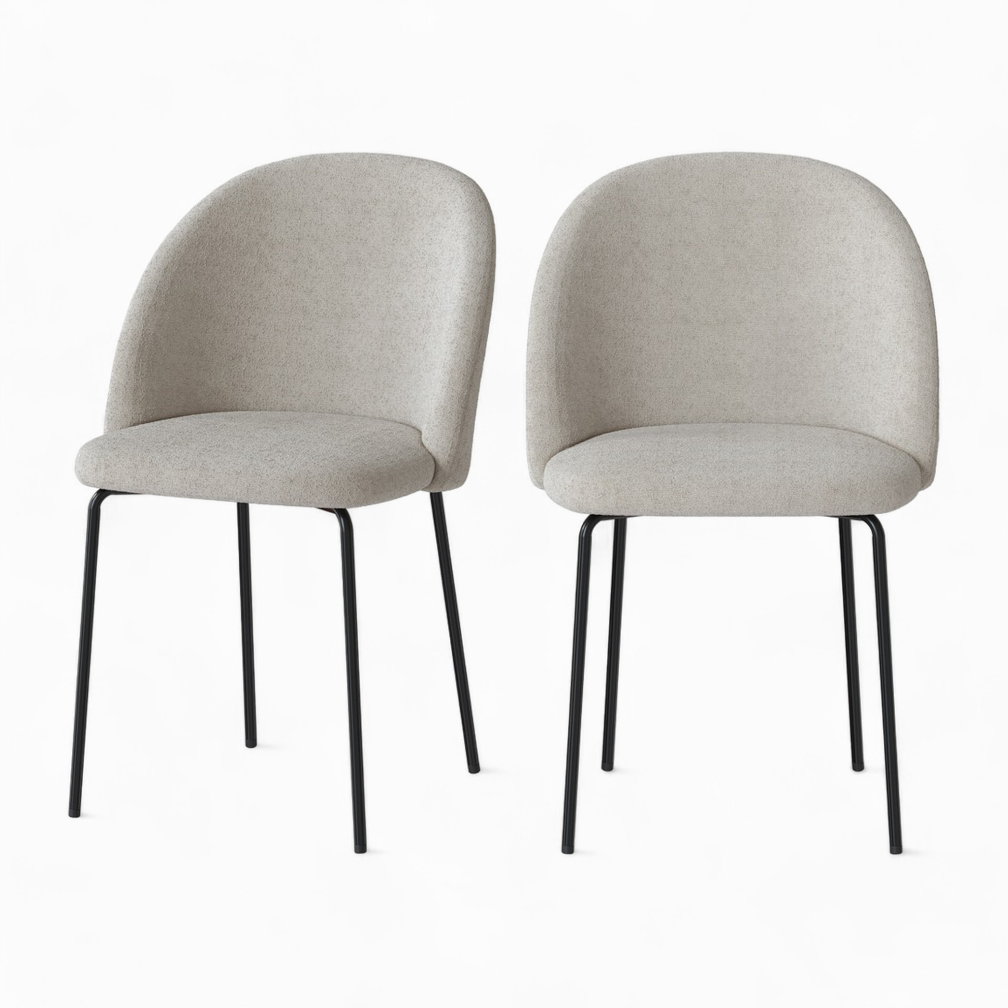 Lot de 2 chaises en tissu bouclette beige - Karl