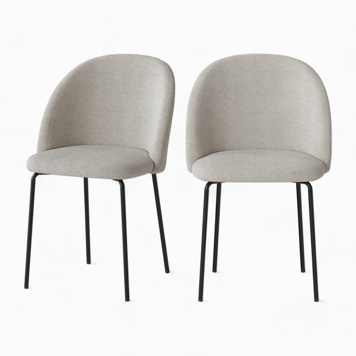 Lot de 2 chaises en tissu bouclette beige - Karl