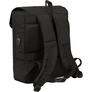 Mochila con solapa portatil 13,3+usb safta business "black"