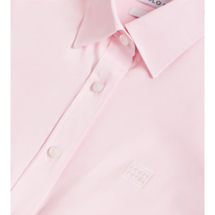 Camicia rosa slim fit in popeline con logo