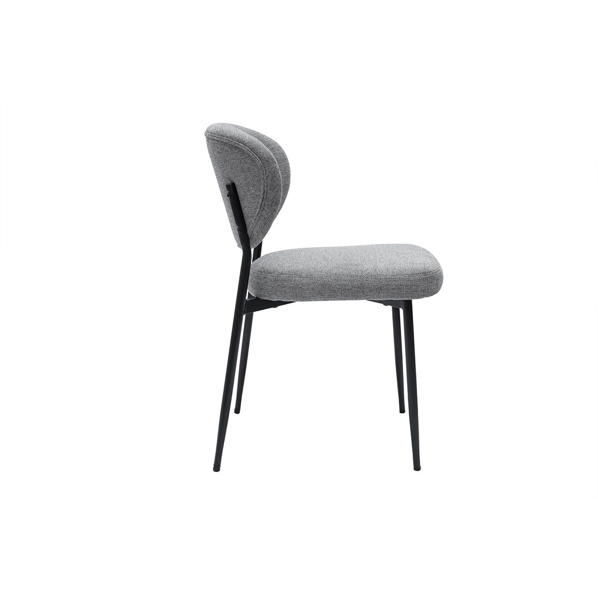Chaises en tissu effet velours texturé gris et métal noir (lot de 2) BREKA