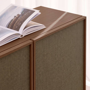 Buffet décor bois et tissu 3 portes 160cm KUBA