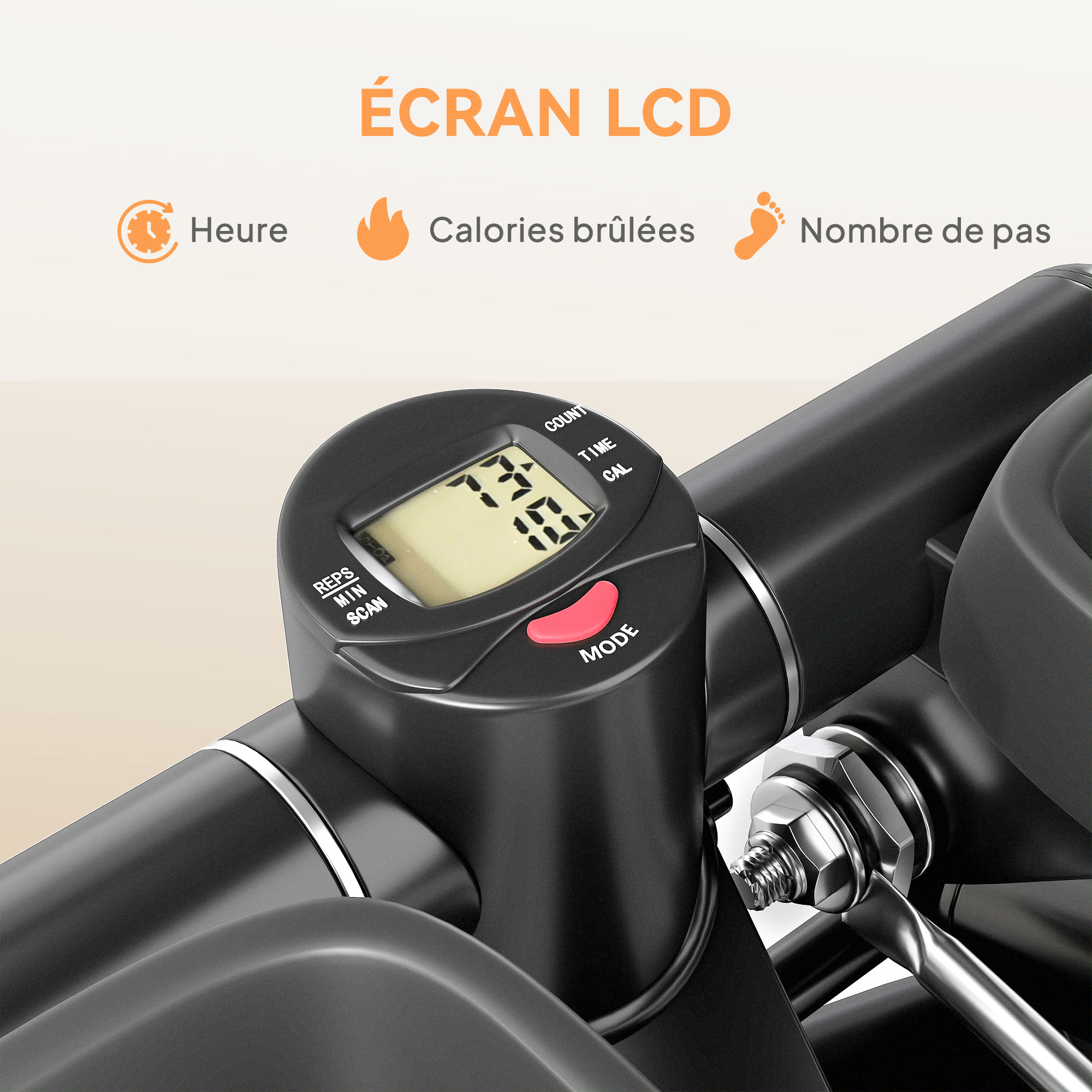 Mini stepper Fitness disque de torsion 2 en 1 - écran LCD multifonction, hauteur réglable
