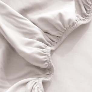 LENZUOLO SOTTO CON ANGOLI PER LETTO UNA PIAZZA E MEZZA IN JERSEY DI COTONE BIANCO