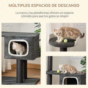 Árbol para Gatos 70x41x112 cm con Cueva Plataformas y Postes Rascadores de Sisal