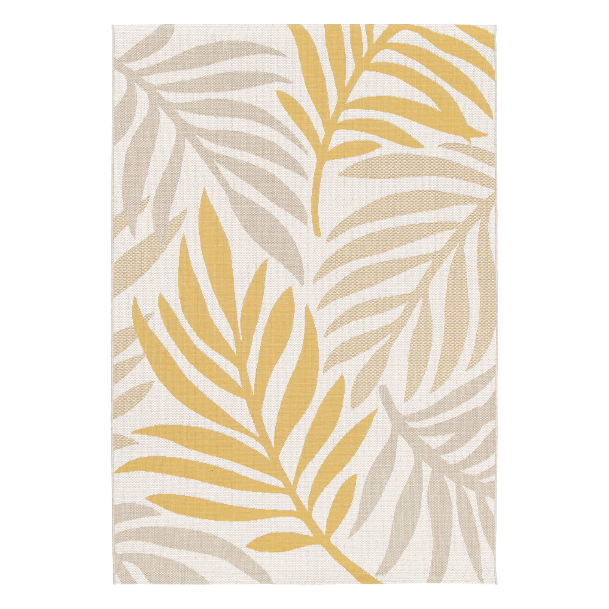 Tapis intérieur/extérieur motif végétal beige et moutarde BLOOM