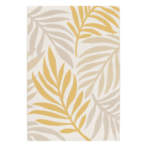 Tapis intérieur/extérieur motif végétal beige et moutarde BLOOM