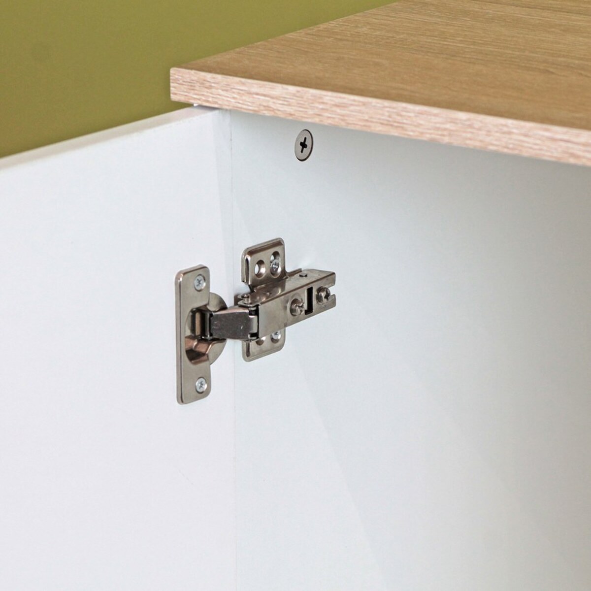 Credenza bianca con top in legno 120x82,5x40 cm