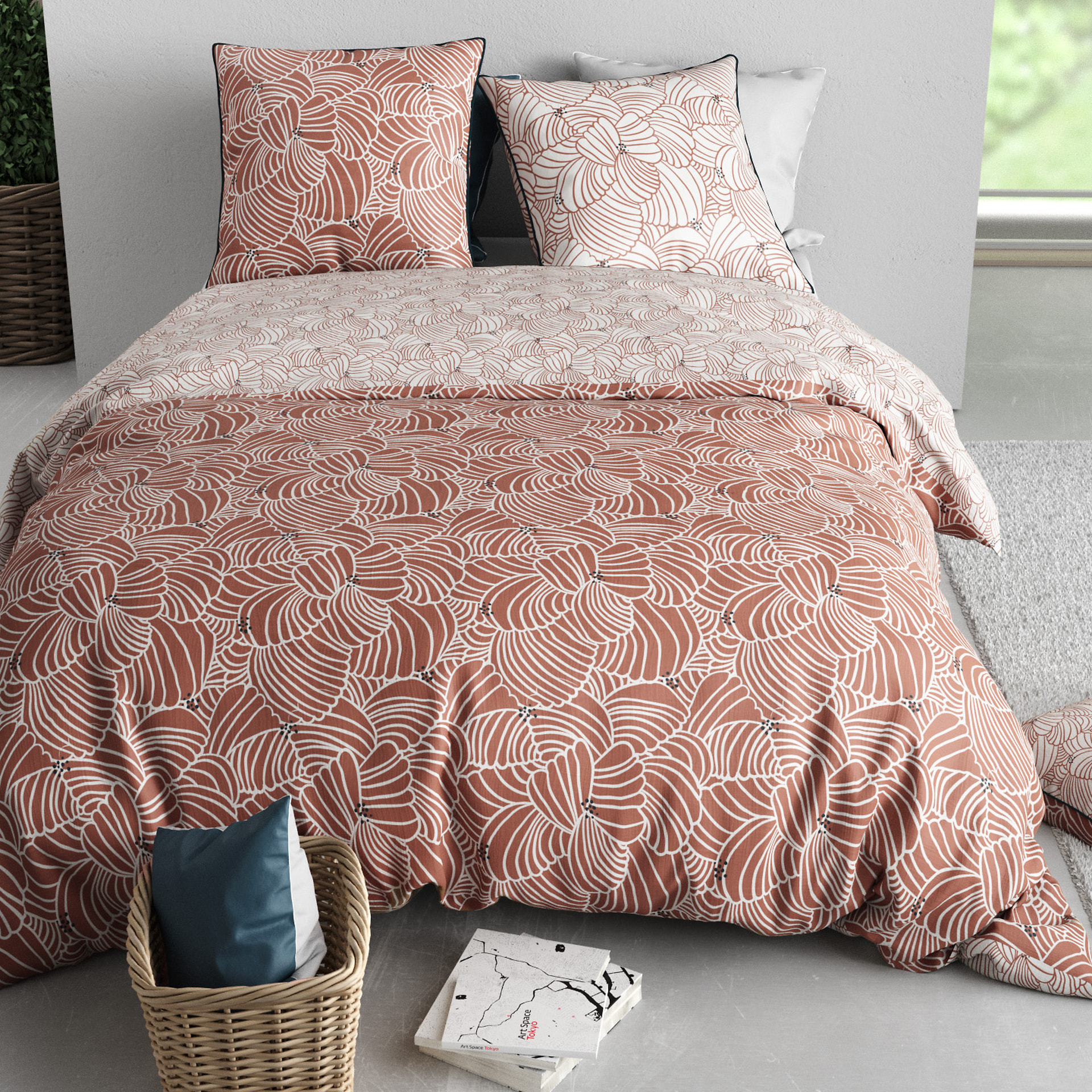 Parure Housse De Couette 3pcs 100% Coton 57 Fils MIMOSA