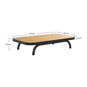 Table basse de jardin en bois d'acacia et pieds en métal noir - Samba