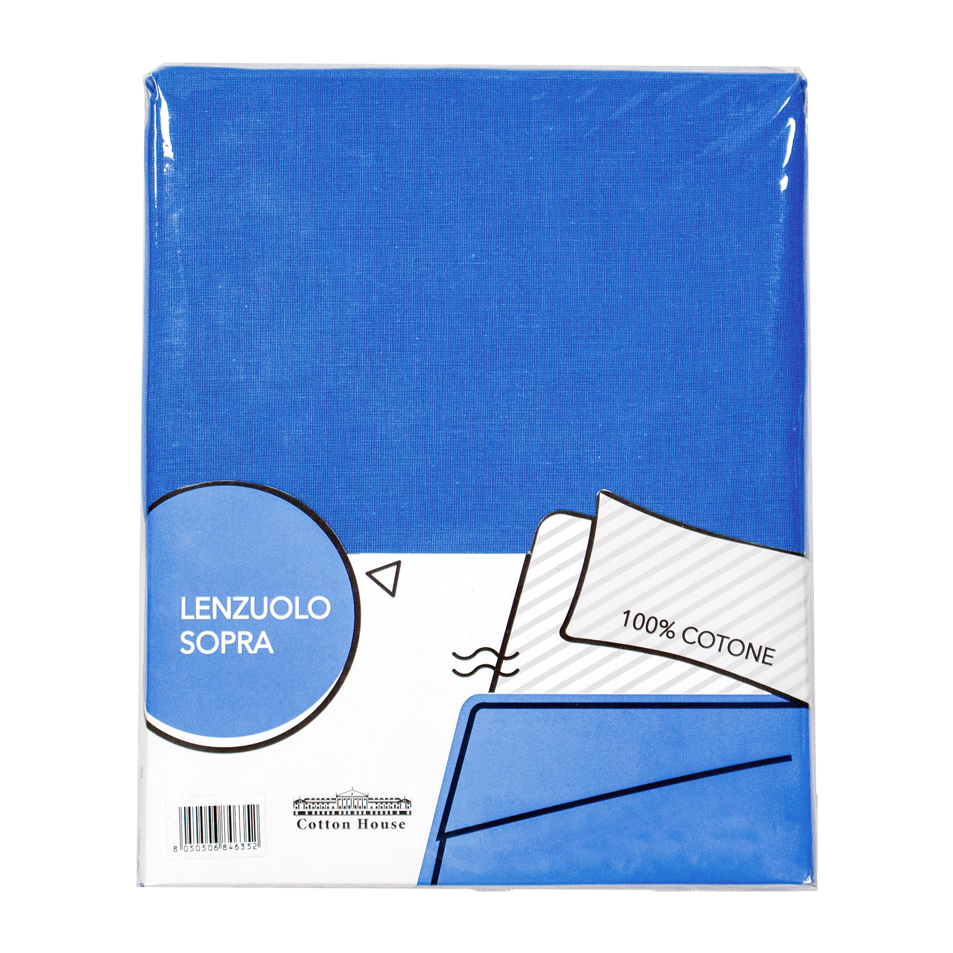 LENZUOLO SOPRA LETTO SINGOLO BLU MEDIO 100% COTONE