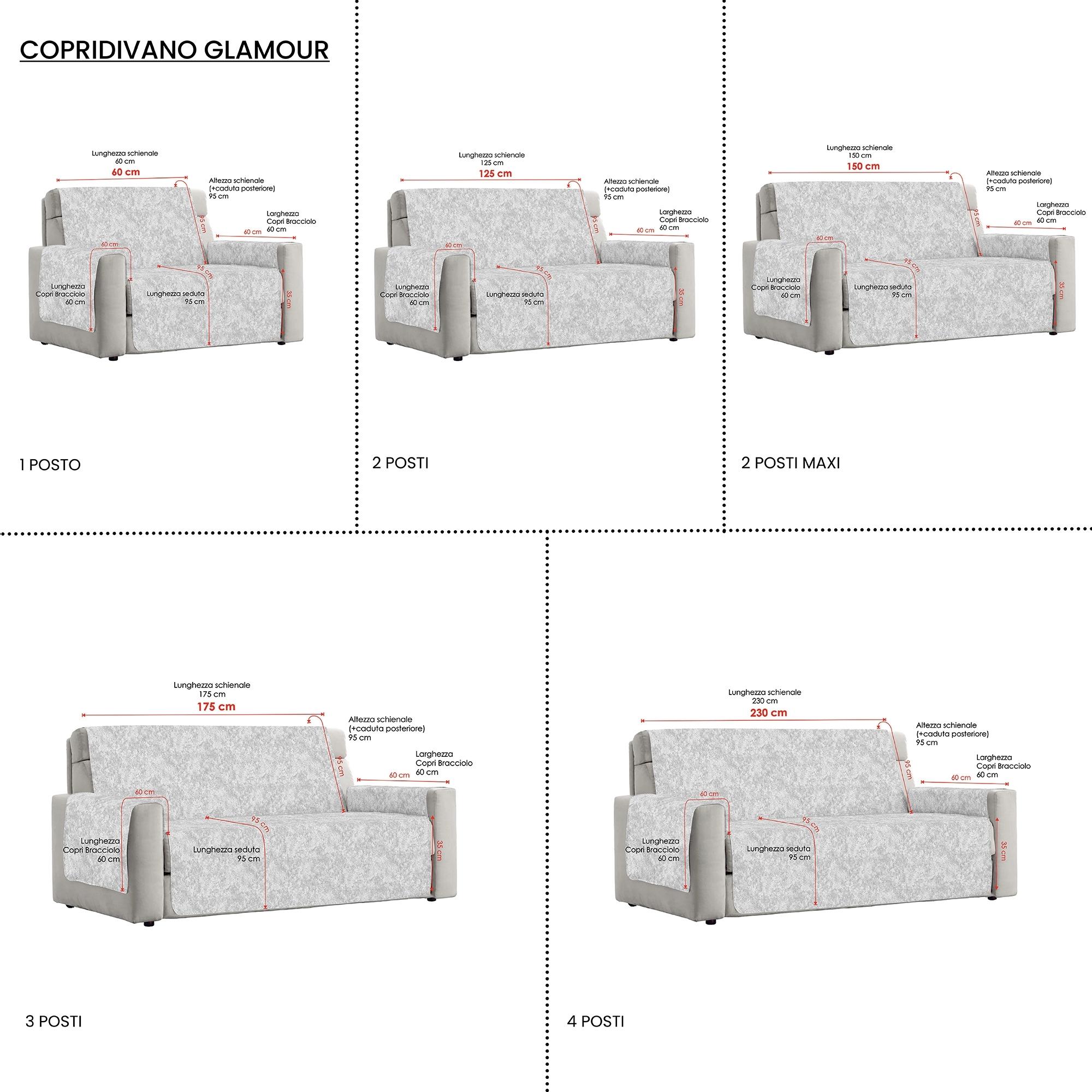 COPRIDIVANO ANTISCIVOLO GLAMOUR MADE IN ITALY – PANNA