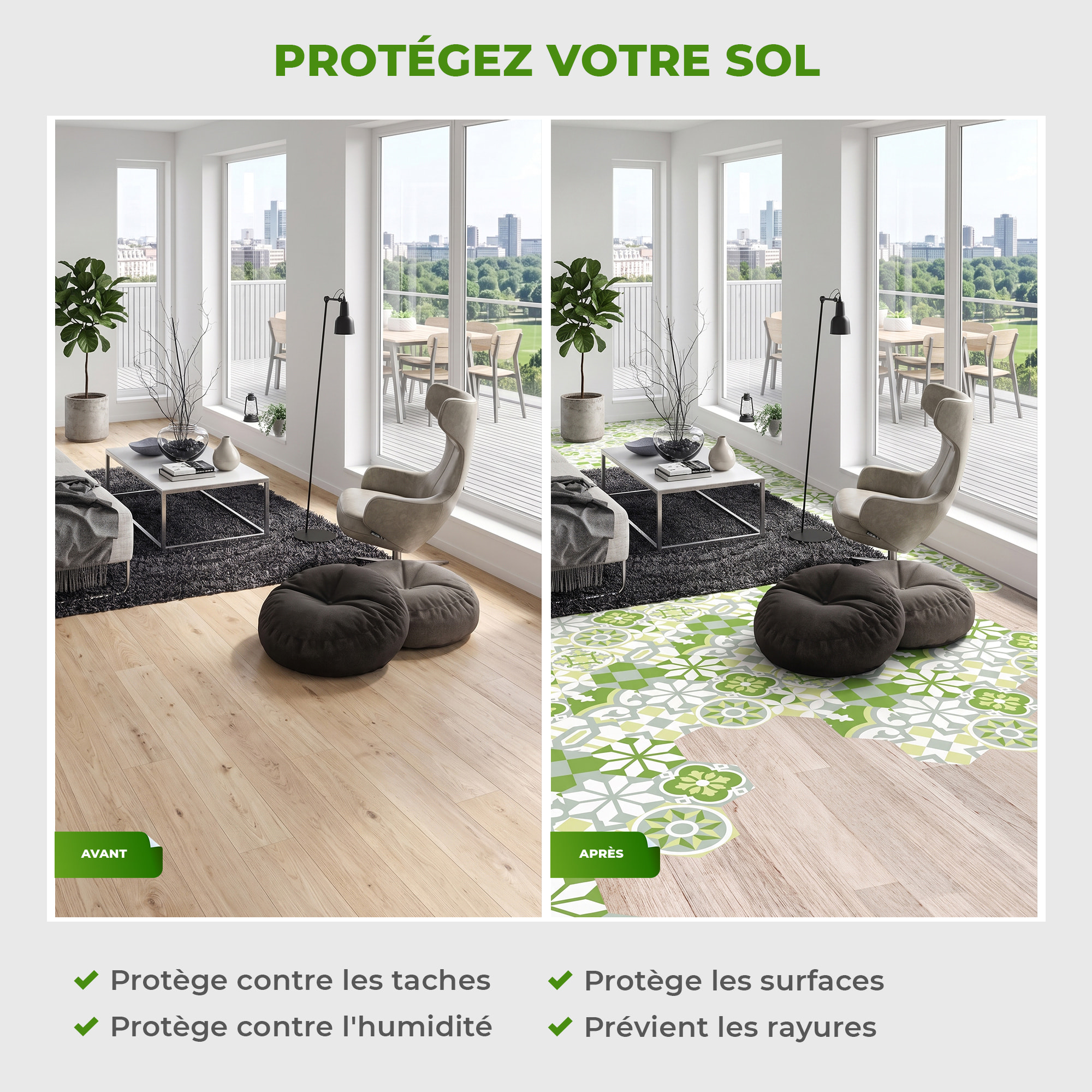 Sticker Sol avec laminat de Protection en Plastique Anti-dérapant | Stickers adhésif Sol - TOMETTES SOL LORIDA -