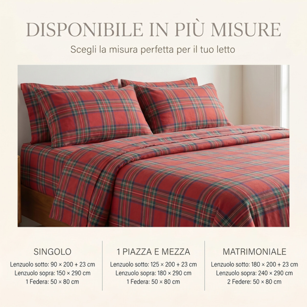 Set Lenzuola Una Piazza e Mezza in Flanella, Tessuto in Cotone anti Pilling, Lenzuolo Sotto con Angoli + Lenzuolo Sopra + 1 Federa, Morbido, Confortevole
