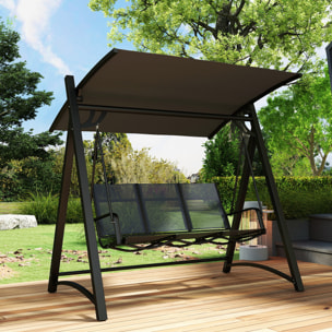 Columpio de Jardín de 3 Plazas, Balancín de Jardín Exterior con Techo Ajustable, UPF50+, Asiento Transpirable y Marco de Metal, para Patio, Terraza, Carga 360 kg, 188x130x183 cm, Gris