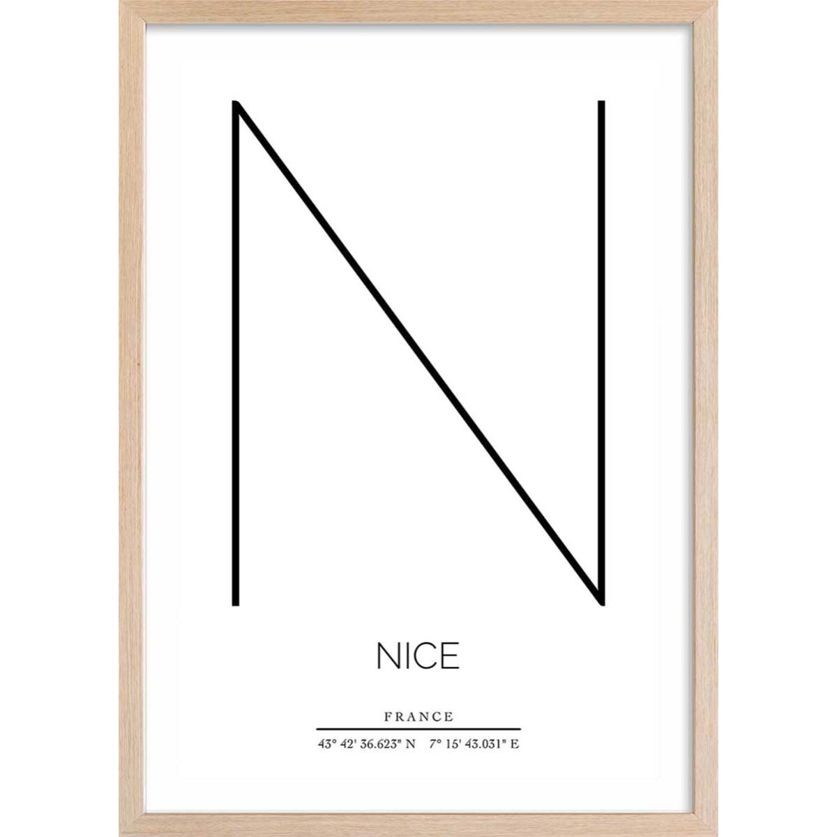 Poster n nice Affiche + cadre en bois - Chêne