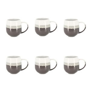 Lot de 6 mugs marron en grès 44cl RIGA