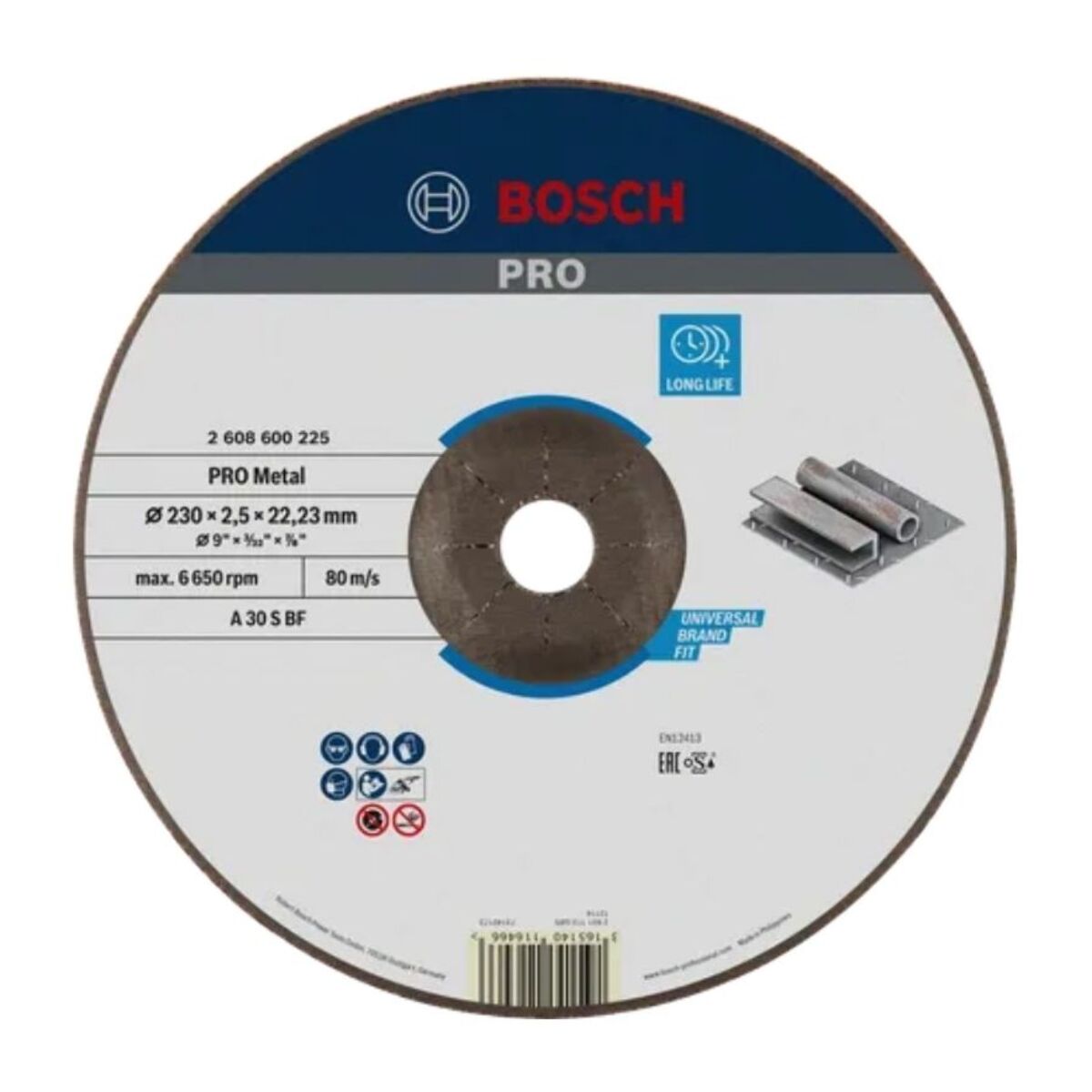 Disque EXPERT à tronçonner à moyeu déporté Spécial métaux Ø230X2.5 MM - BOSCH - 2608600225