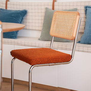 Lot de 2 chaises en cannage et tissu bouclé - MUSE