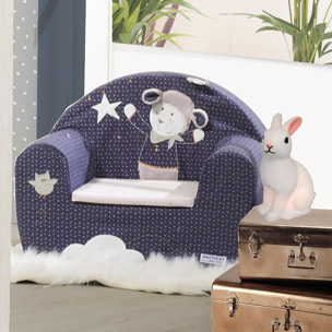 Fauteuil club pour enfant 48x40cm en coton Bleu