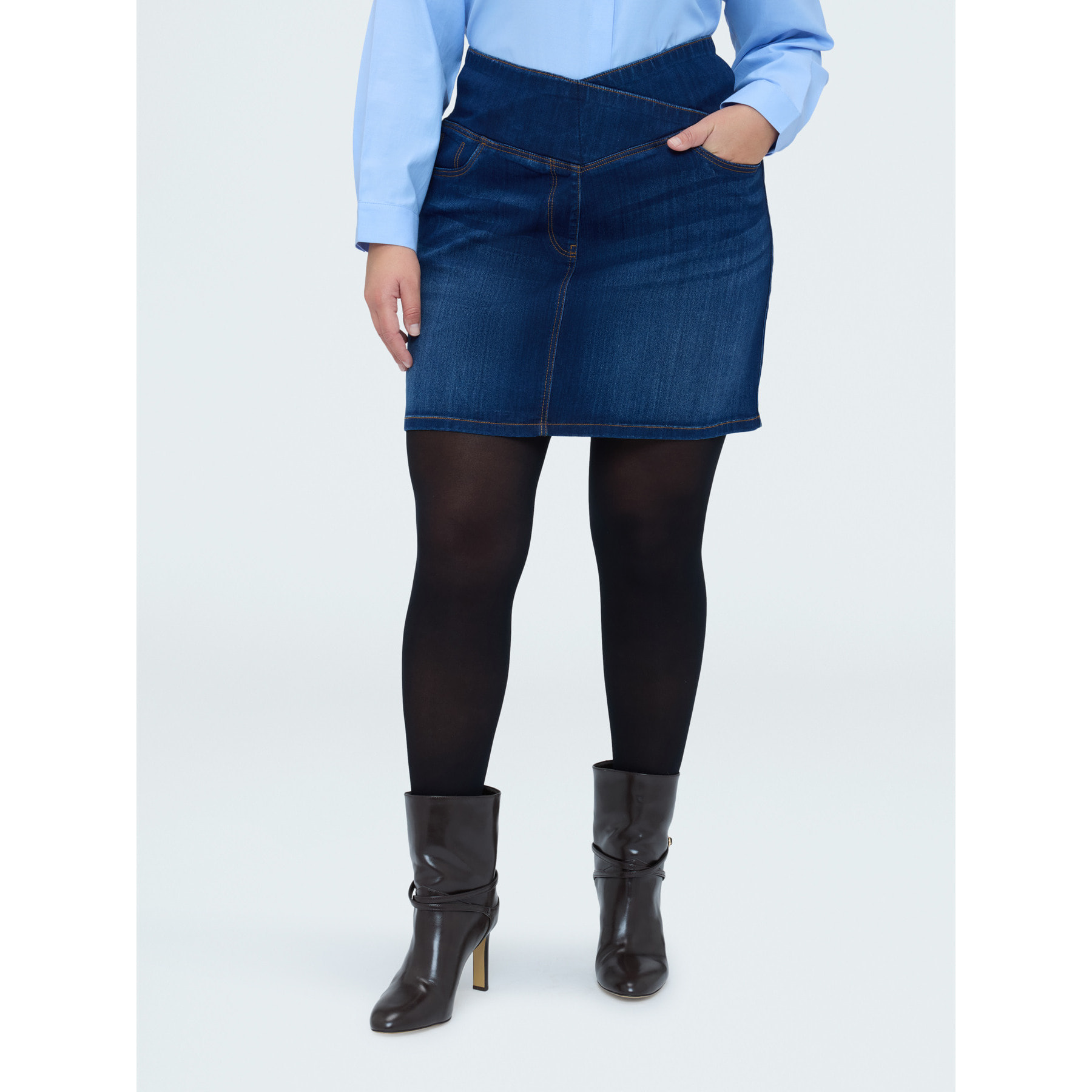 Fiorella Rubino - Minigonna in denim linea ad A - Blu