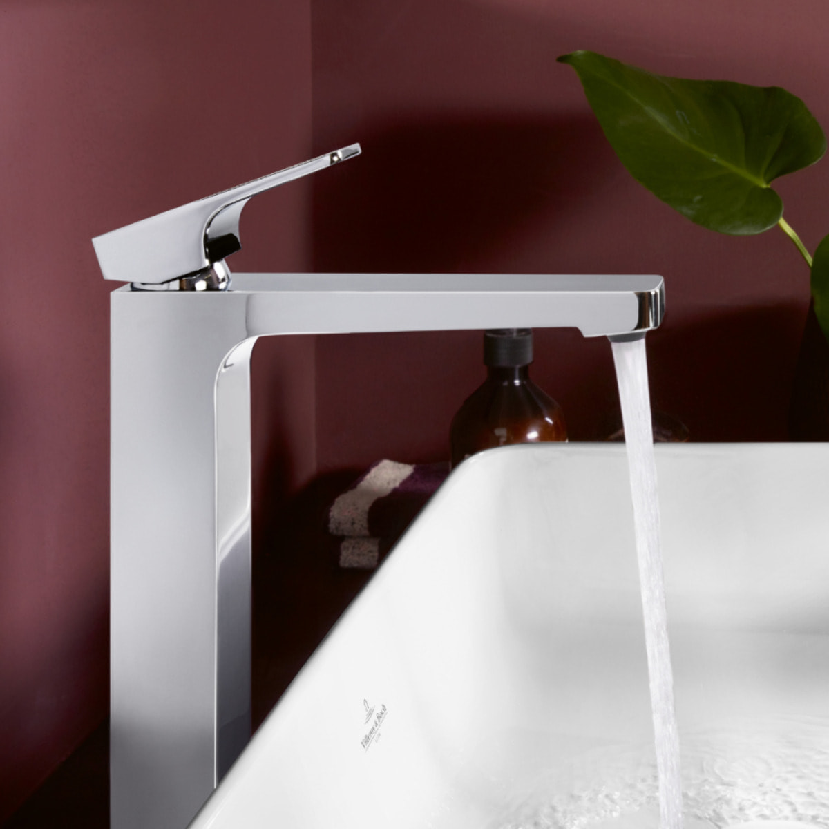 Mitigeur lavabo surélevé Architectura Square avec vidage Push Open Chrome