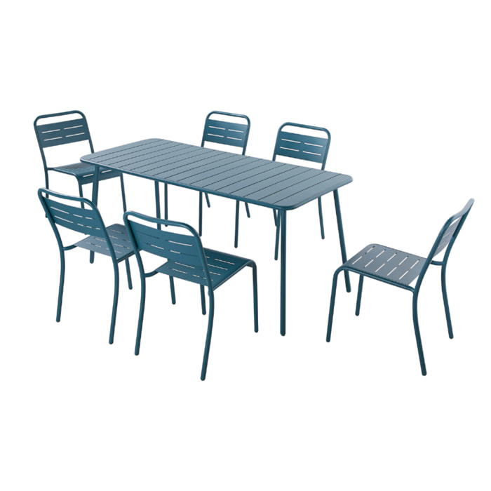 Ensemble table et chaises 6 personnes bleu  - EVORA