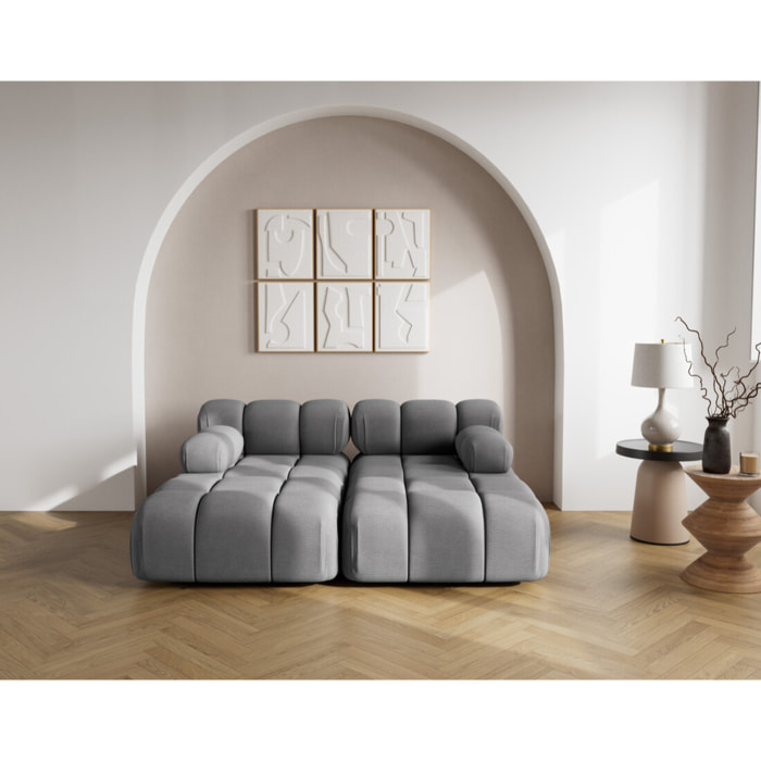Ruby - canapé droit 4 places avec double méridienne - assise profonde - en velours texturé - Gris