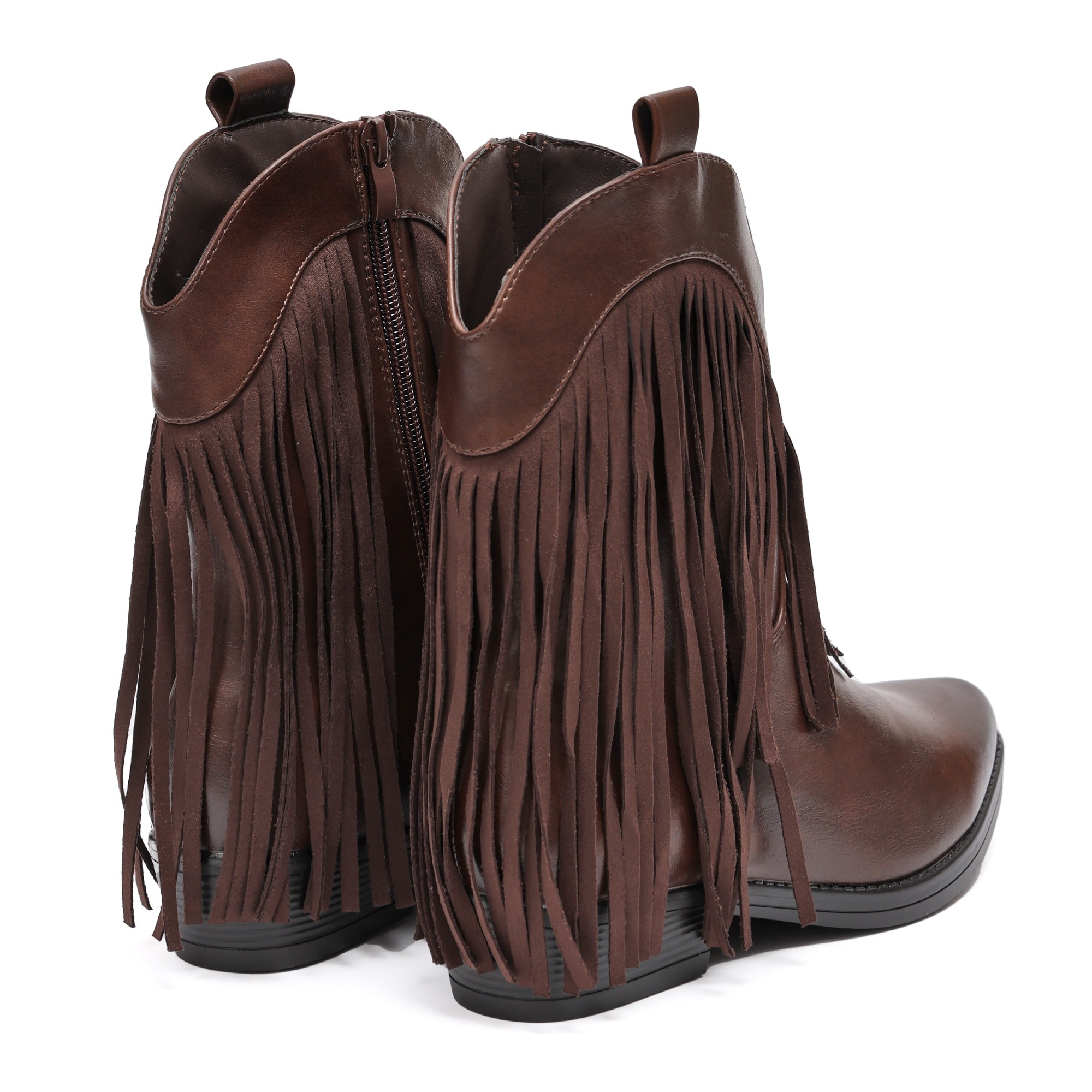 Stivaletto in simil pelle con frangia