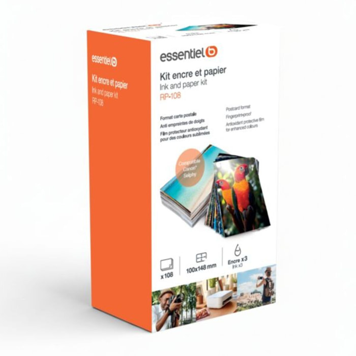 Kit papier + encre ESSENTIELB compatible Canon Selphy KP-108 tirages