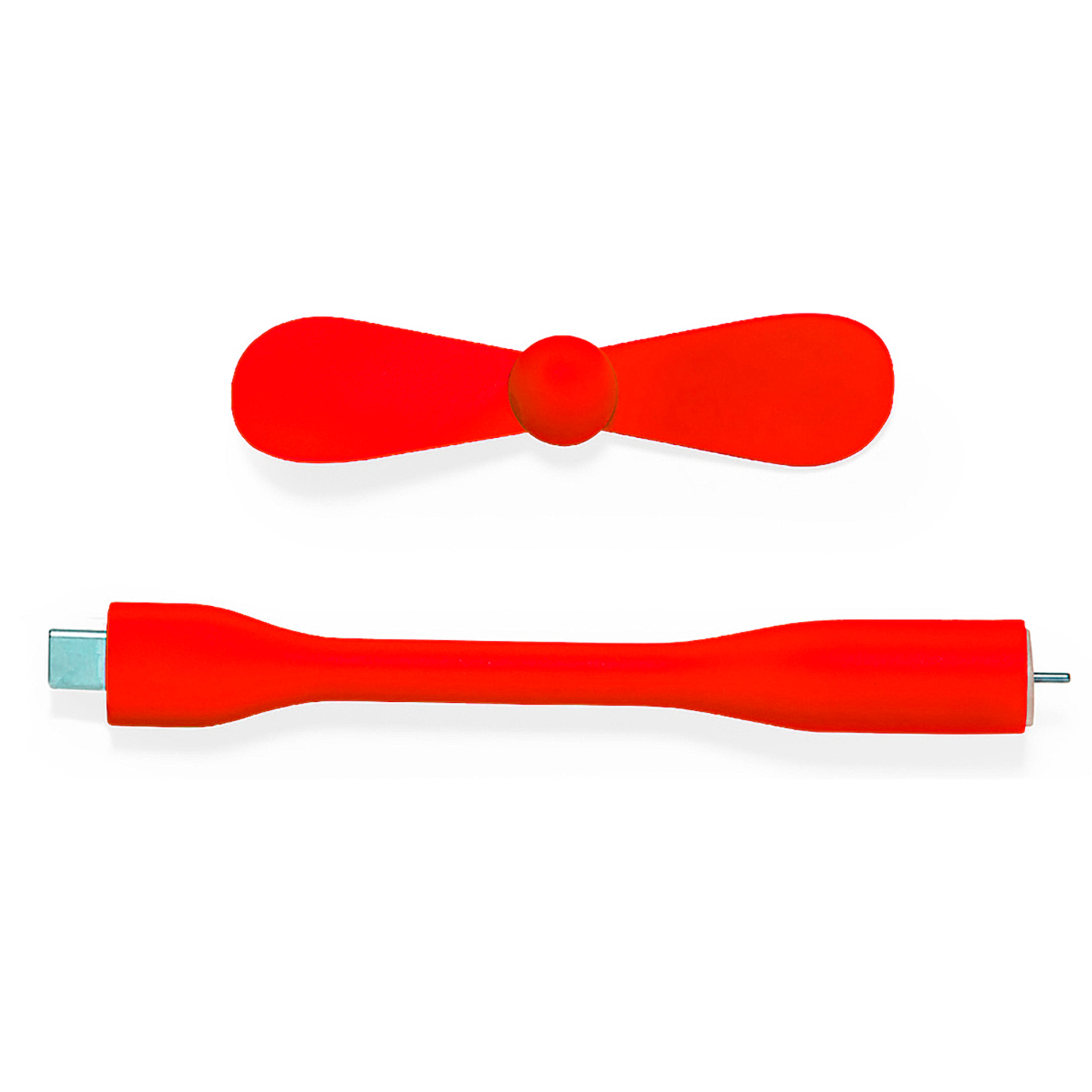 Ventilador flexible compatible con USB-C, con cuello orientable para dirigir el flujo de aire. Compacto, ligero y sin necesidad de baterías, ideal para smartphones, portátiles y baterías externas.